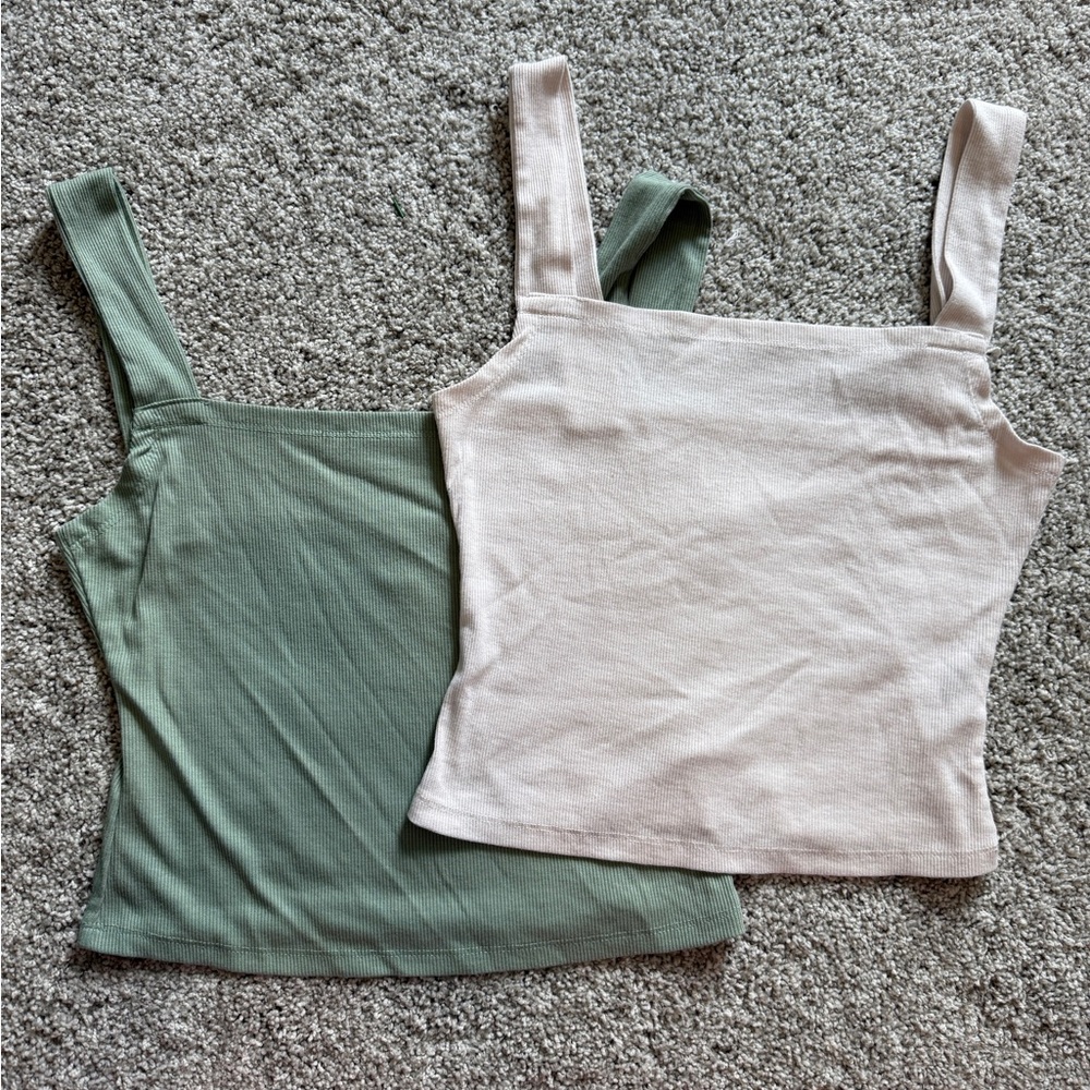 SHEIN Ribbed Tube Top in Light Green and White